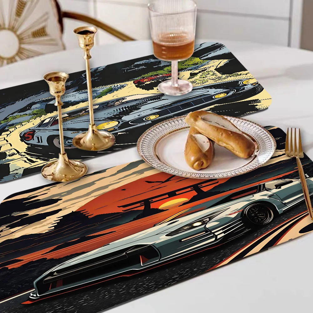 

COOL Vintage Car Coffee Dish Quick Drying Kitchen Absorbent Drained Placemat For Table Bathroom Kitchen Draining Pads