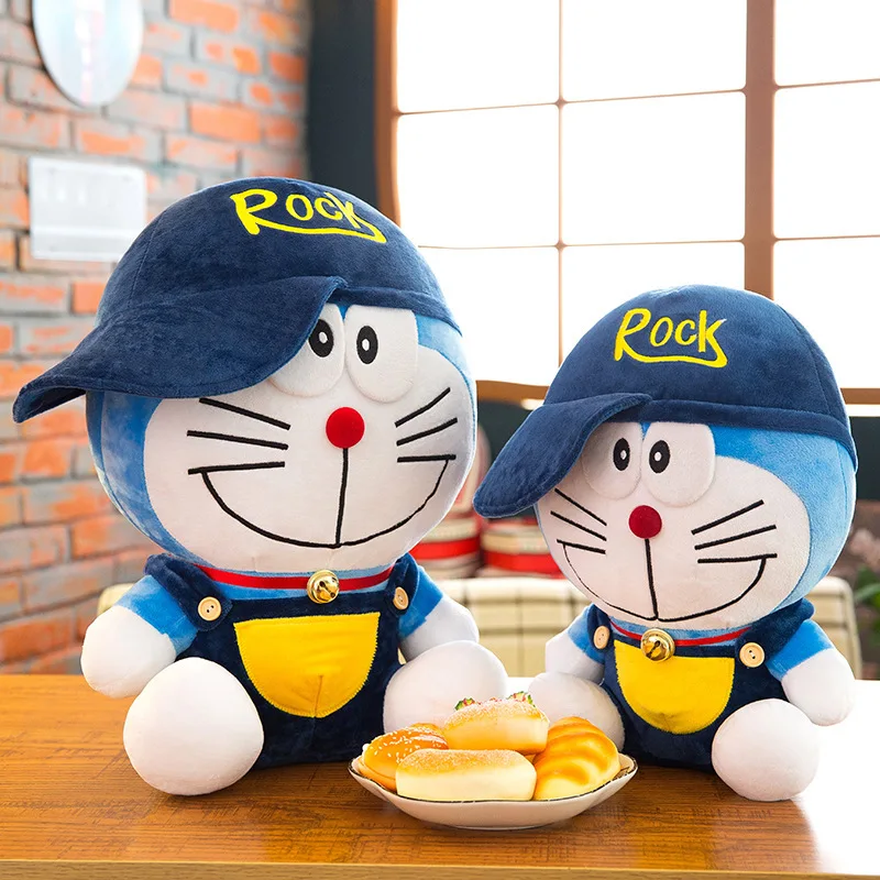 Cute Plush Doraemon Cat with Hat Stuffed Toy Cartoon Anime Doll Pillow for Kids Birthday Gift Plushie Stuffed Animal