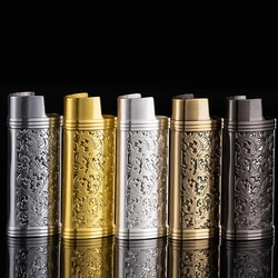 Bic J5 J25 Mini Vintage Carved Lighter Case Zinc Alloy Elegant Pattern