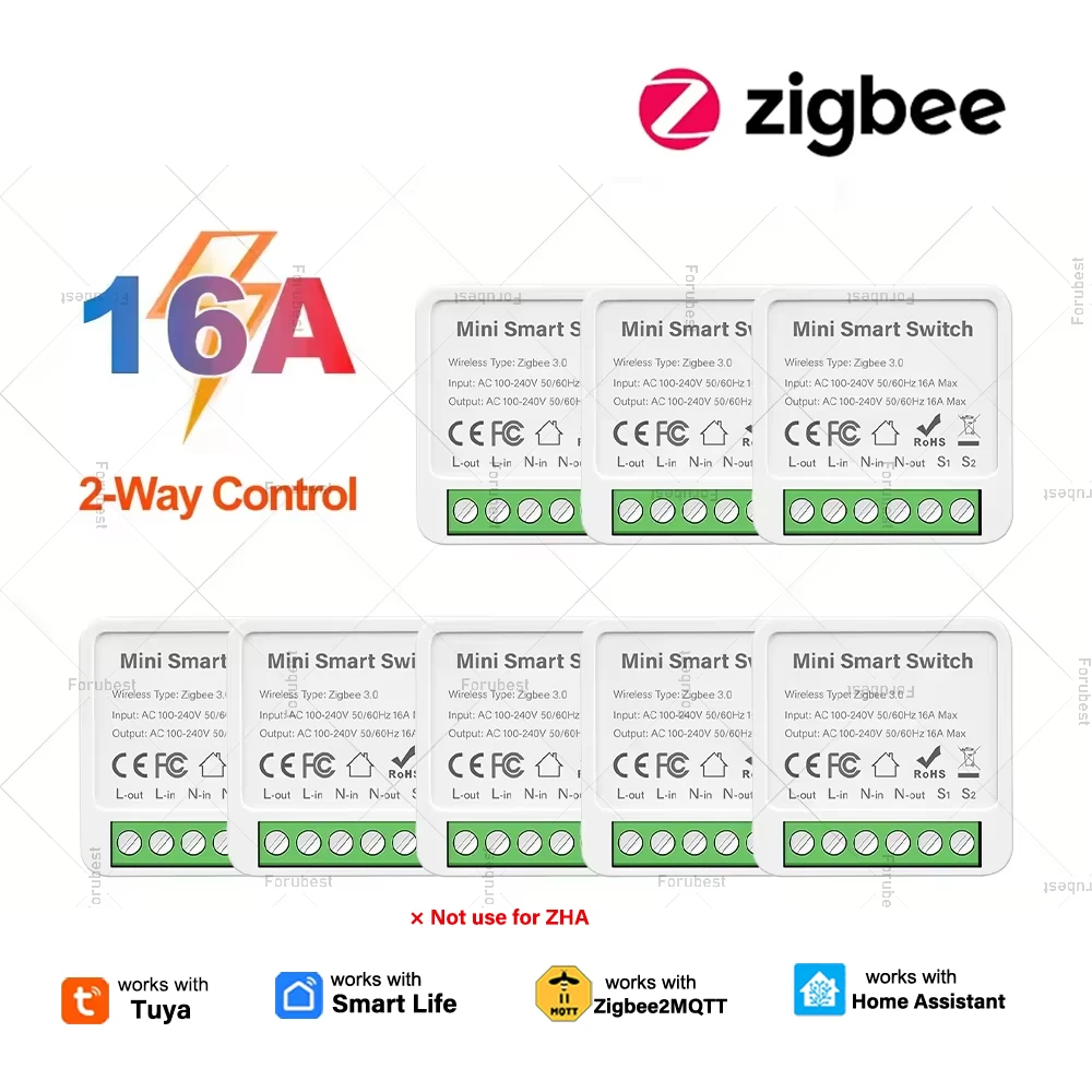 

Mini ZigBee Breaker Smart Switch 2 Way Breaker 16A Relay Module Compatible With Tuya Smart Life APP Home Assistant Zigbee2MQTT