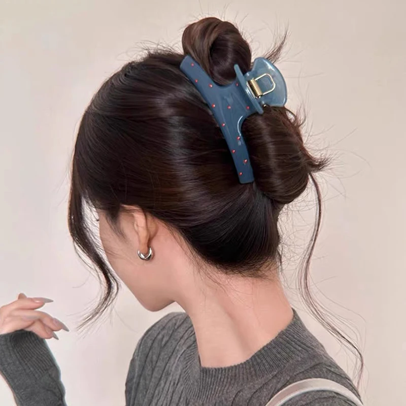 1/2 قطعة خمر أنيقة البولكا نقطة القوس الأحمر مشبك شعر القرش مخلب المشبك دبوس الشعر باريت الكورية الشعر أغطية الرأس اكسسوارات للنساء #4