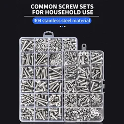 M2 M3 M4 M5 M6 Iron galvanized material Phillips Cross Round Head Hexagon Thread Nail Screw Fastener Nut Bolt Assortment Kit Set