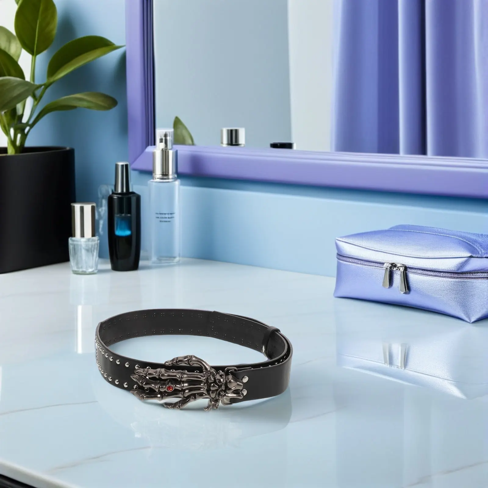 

Готический поясной ремень: Ремень в стиле панк-рок с черепами и заклепками из искусственной кожи для мужчин и женщин, унисекс, регулируемый, с имитацией заклепок, для фестивалей