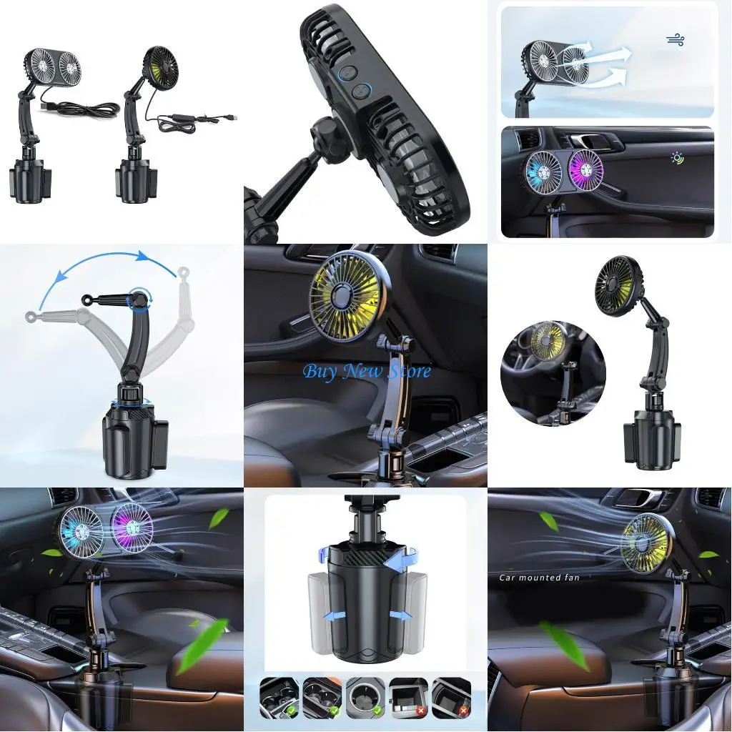 

20CE USB Car Fan Stay Comfortable During Drive USB POwrful Car Cooling Fan 12/24V