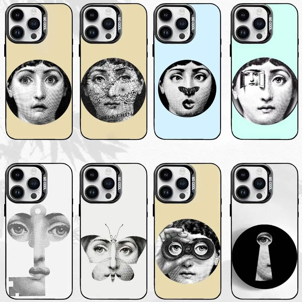 

F-Face Art P-Piero-Fornasettis Phone Case For iPhone17,16,15,14,13,12,11 Plus,Pro Max Black Matte Shockproof Cover