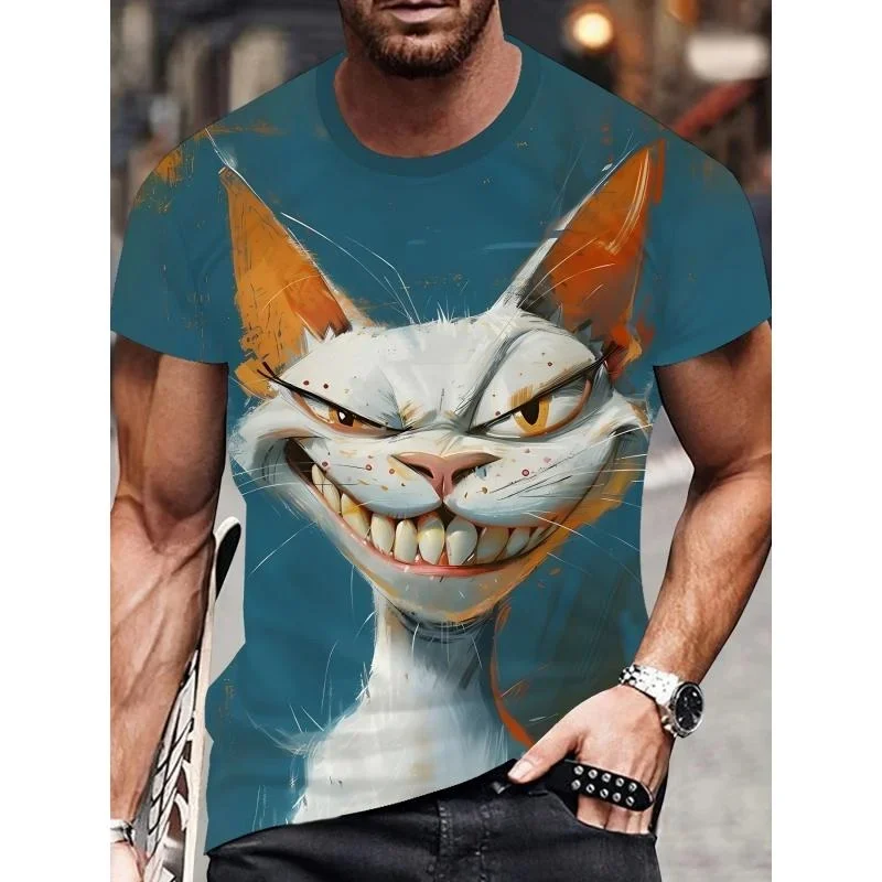 

3D Printed Mouse Cheese Raccoon T-Shirt For Men Cartoon Animal Pattern Tees Summer Loose Round Neck Tops T Shirts Short Sleeves