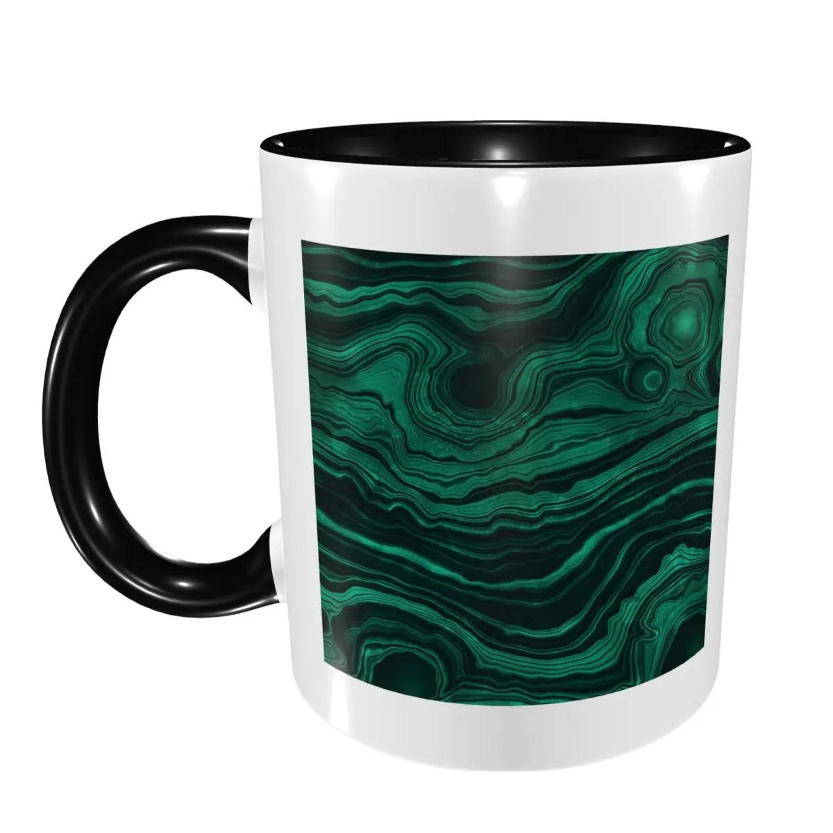 Faux Malachite Green Marble With Light Veins Mug Funny Ceramic Coffee Cups Tea Mugs Milk Cup Drinkware Gifts for Friends