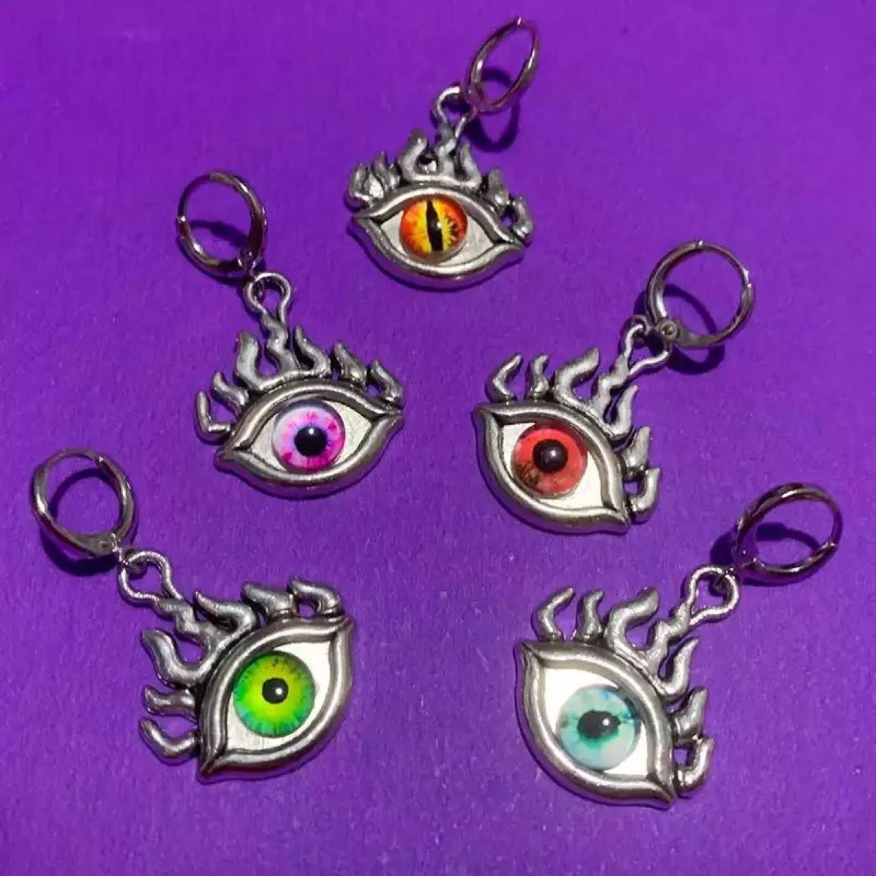 Sky Eye Evil Earrings Personality Titanium Steel Eyes Alternative Personality Hip Hop Earrings