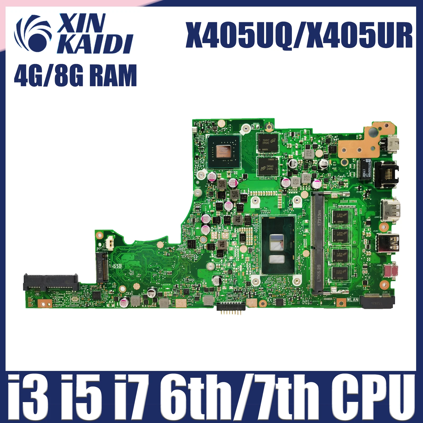 X405UQ For ASUS X405UR S4100U X405UA V405U A405U S405U K405U F405U Laptop Motherboard CPU i3 i5 i7 6th/7th Gen 4G/8G-RAM