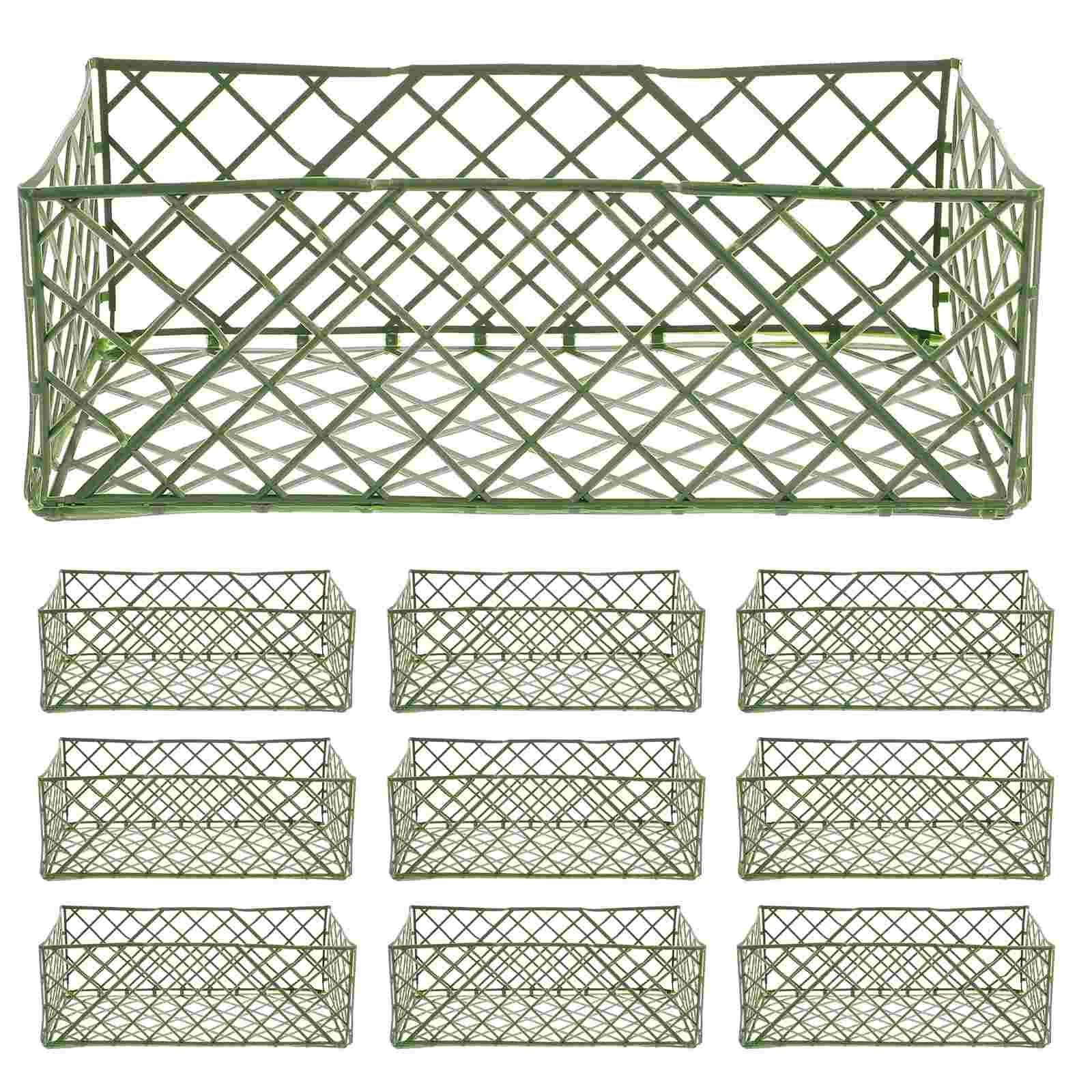 

10 Pcs Artificial Flowers Mud Holder Fake Decorations Bride Floral Cage Arranger Green Garland