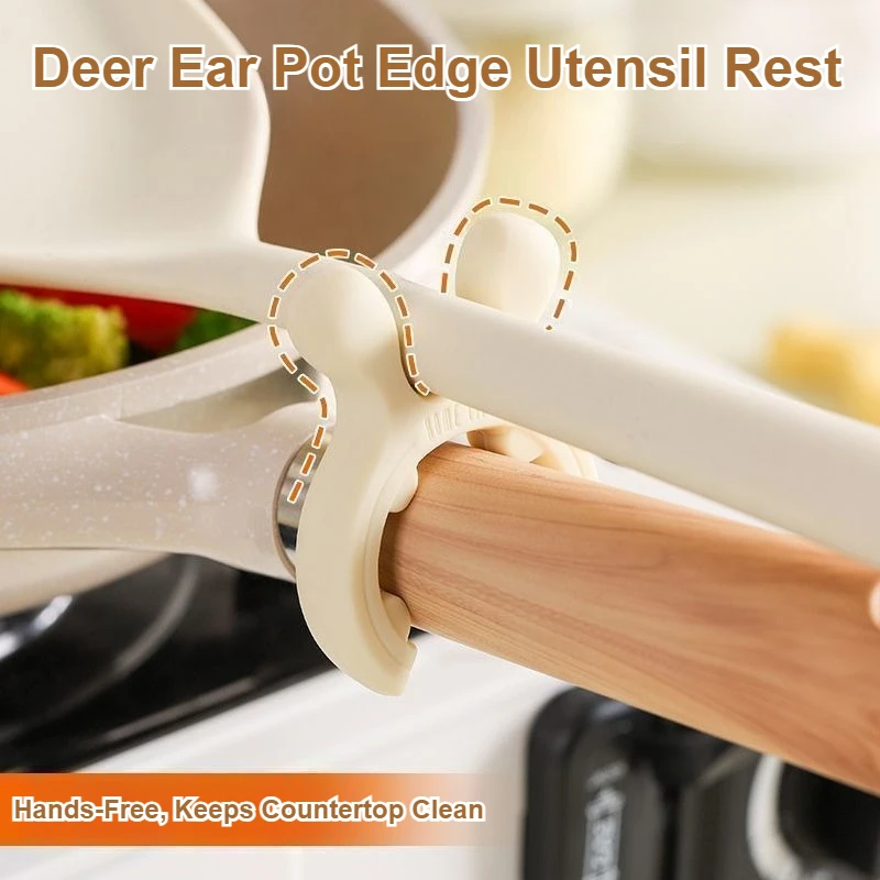 Clip-on Pot Rim Silicone Spoon Holder Heatproof Kitchen Utensil Rack Anti-spill Spatula Support Stove Accessory