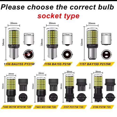 Imagen 2 del producto 2 uds luz intermitente led para coche canbus py21w 5W P21w bau15s 1156 BA15S T20 W21/5W 3157 1157 bombilla 144smd conjunto de lámpara de señal