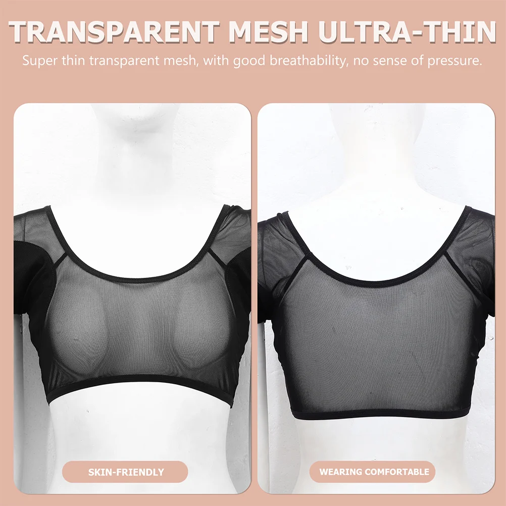 

Sweat-proof Clothing Armpit Vest Shirt Washable Underarm Undershirt for Women Black Miss