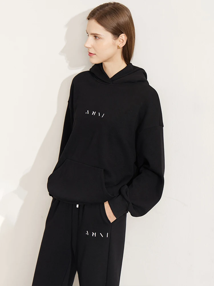 AMII Minimalism Winter Sweatshirt Women 2022 Fashion Hoodies Elegant Sweatshirts High Waist Straight Pants Separately 12241256