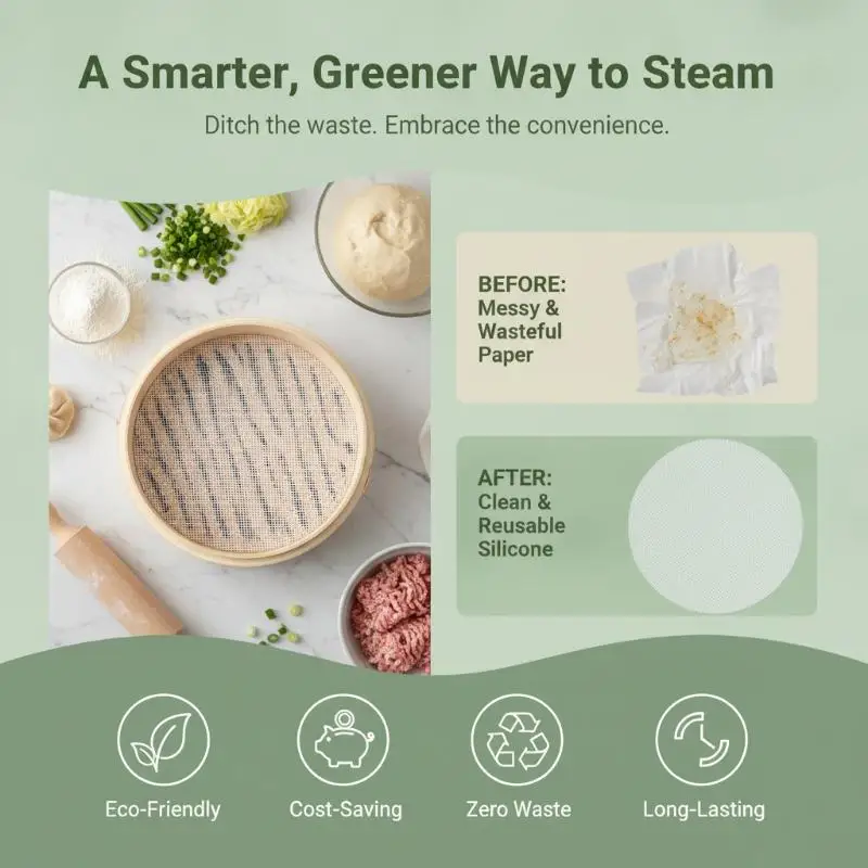 Silicone Steamer Mesh Mats Set 3Pcs 30cm Food Safe Reusable Heat Resistant Pads for Kitchen Steaming Rice Vegetables Seafood