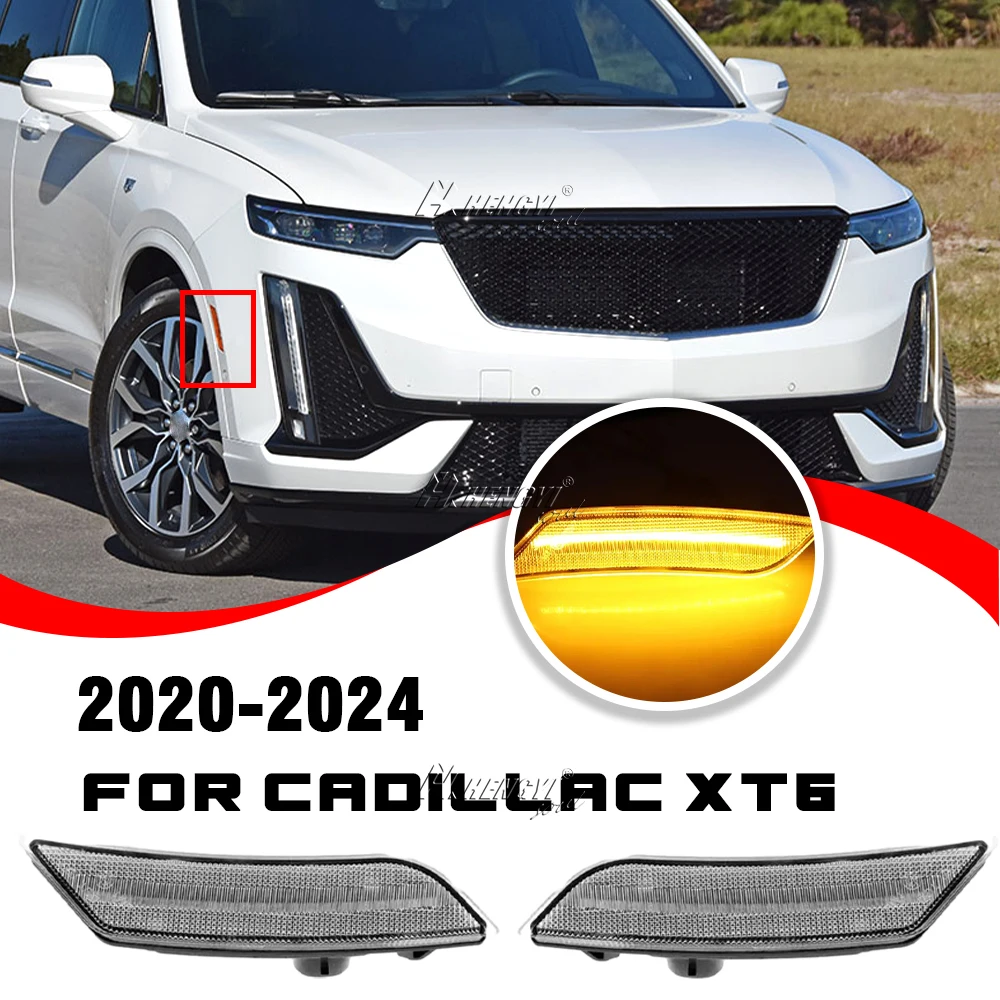 

2Pcs LED Bumper Side Marker Light For Cadillac XT4 2019-2023, XT6 2020-2023 Front LED Fender Lamps