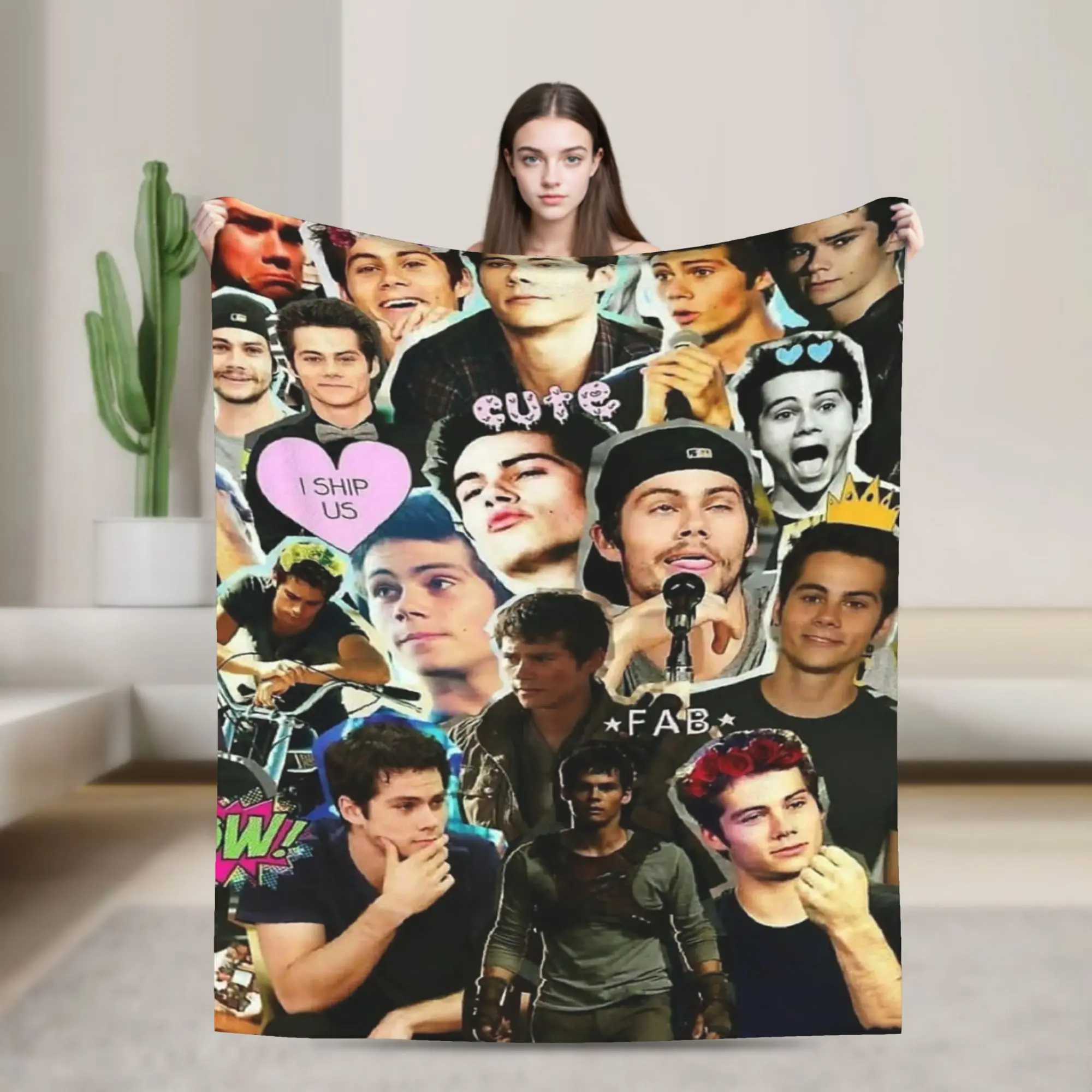 Stiles Dylan O'Brien Fuzzy Blankets Actor Novelty Throw Blankets for Bed Sofa Couch 150*125cm Plush Thin Quilt
