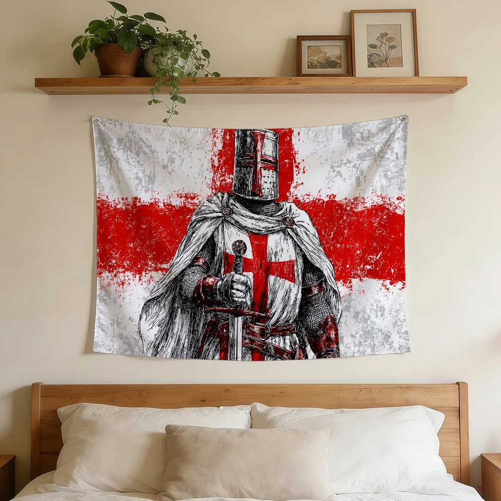 Crusader Knight Flag Durable Outdoor Indoor Patio Festive Decoration Classic Design Pole Wall Room Banner