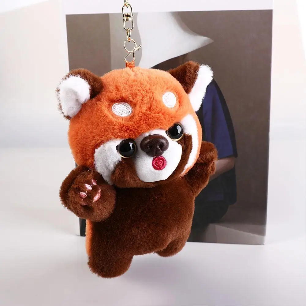 Cartoon Red Panda Plush Keyring Plush Stuffed Toys Kawaii Animal Plush Pendant Fashion Soft Red Panda Plushies Pendant Kids