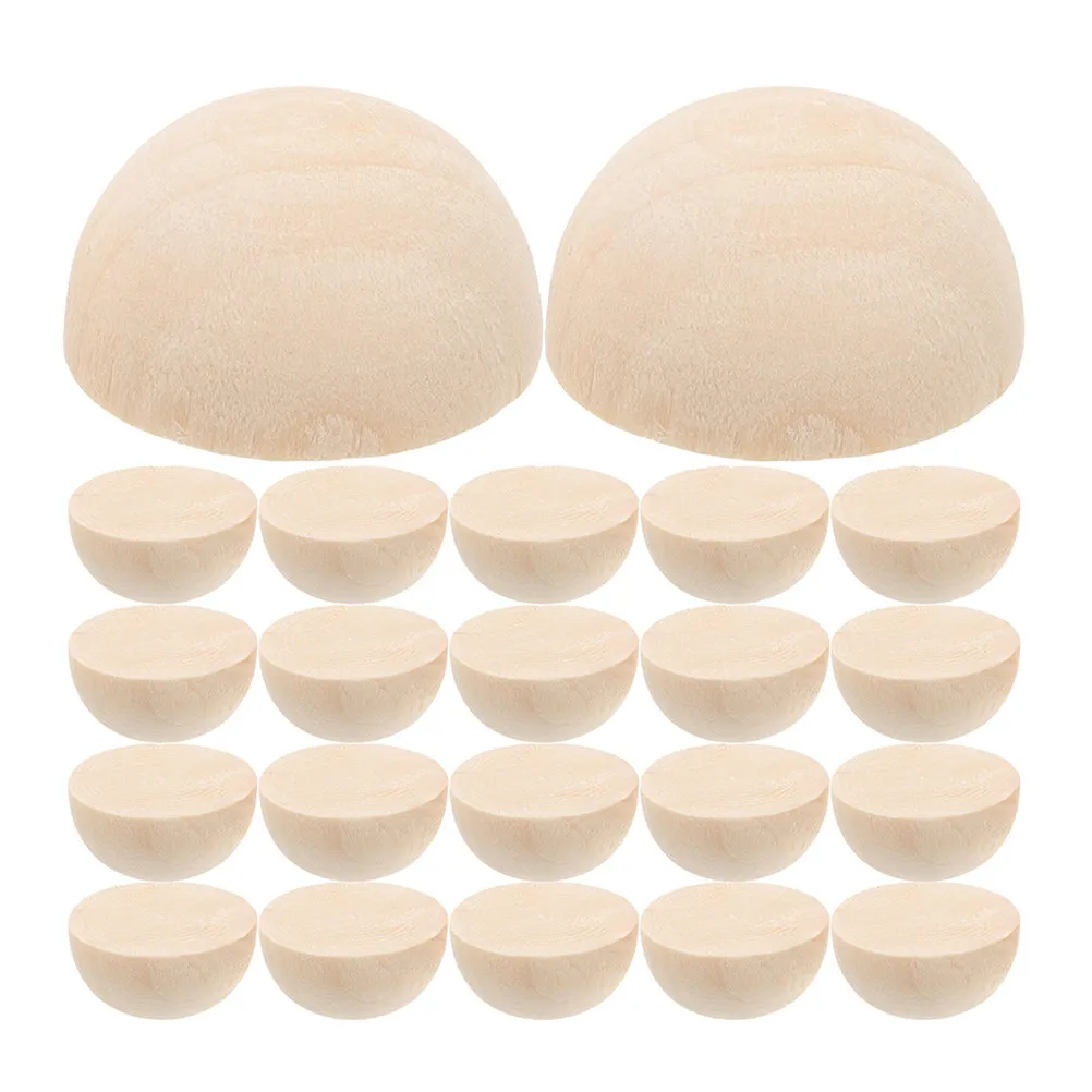 

100Pcs Natural Unfinished Wooden Half Beads Semi Sphere Smooth No Hole DIY Craft Supplies for Jewelry Making and Decoration