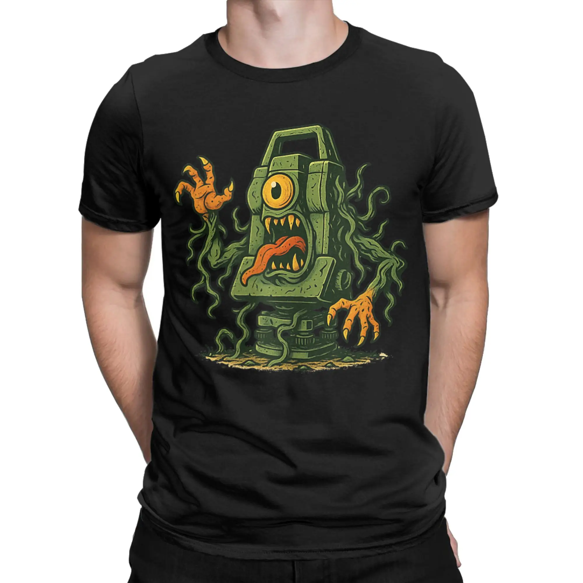 Land Surveyor Total Station T Shirt for Men Pure Cotton Cool T-Shirts Round Neck  Tees Short Sleeve Clothes Graphic Printed