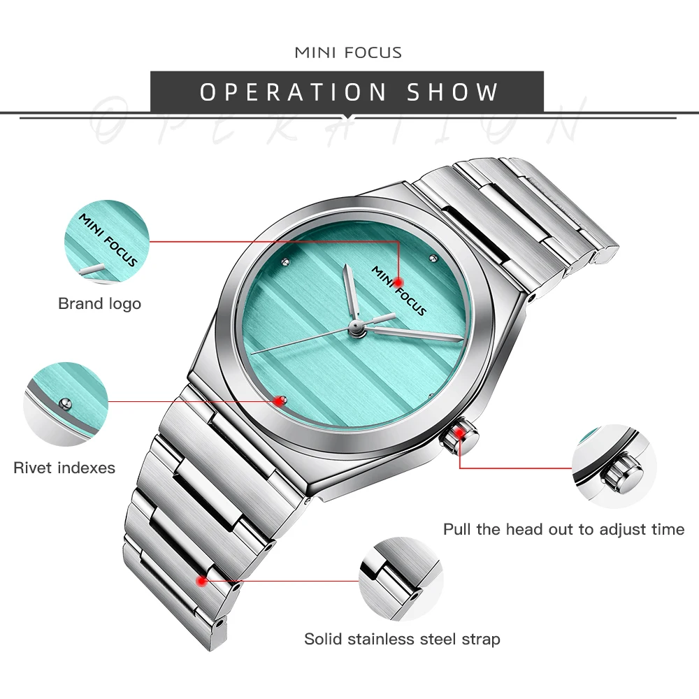 MINI FOCUS Damskie Eleganckie Zegarki Ze Stali Nierdzewnej Imprezowe Modne Zegarki Kwarcowe Prezent Relogio Feminino 0611L
