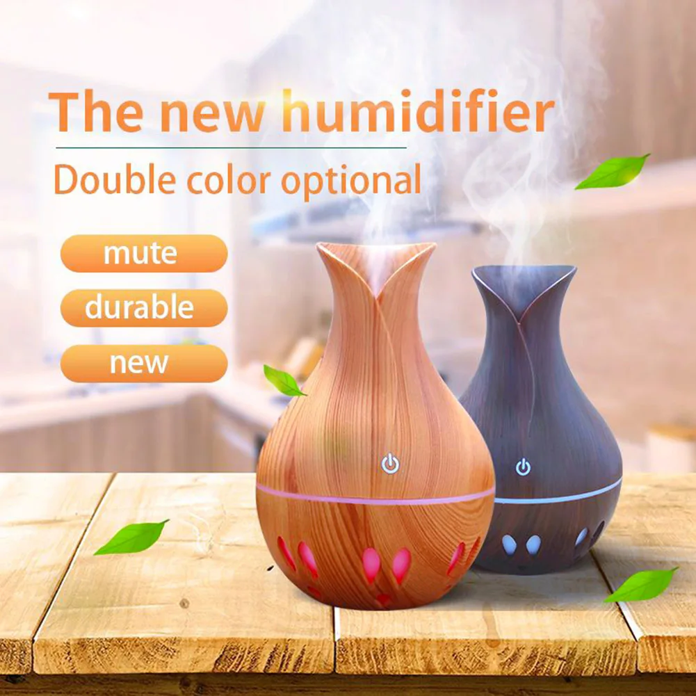 

USB Wood Grain Air Humidifier Aromatherapy Diffuser with 7 Colors Change Night Light Purifying and humidifying the air Wholesale