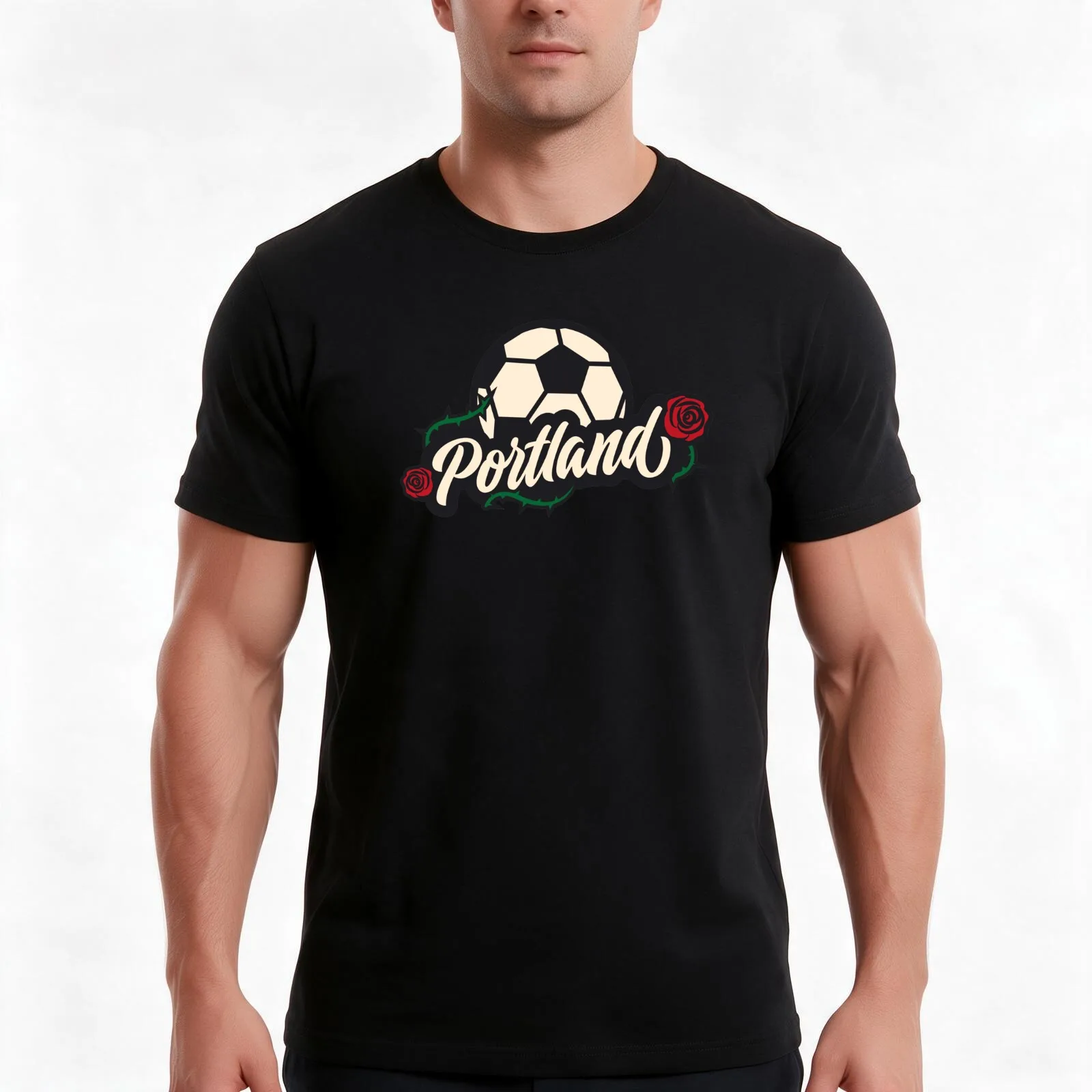 Portland Thorns Soccer T-Shirt, Summer Casual Cotton Tee, Oversized Streetwear Tops, Vintage Graphic Print, Unisex Men Women