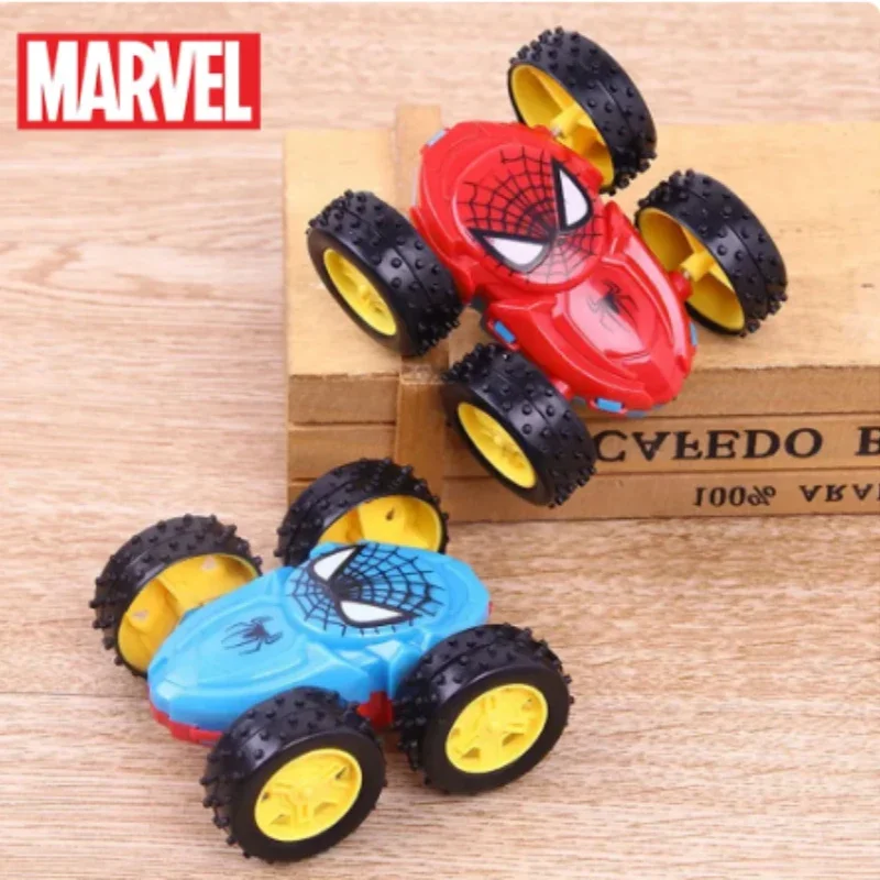 Marvel Avengers Spiderman Double-sided Inertial Cars 360° Overturn Toys Children Boys Girls Cartoon Anime Toys Car Birthday Gift