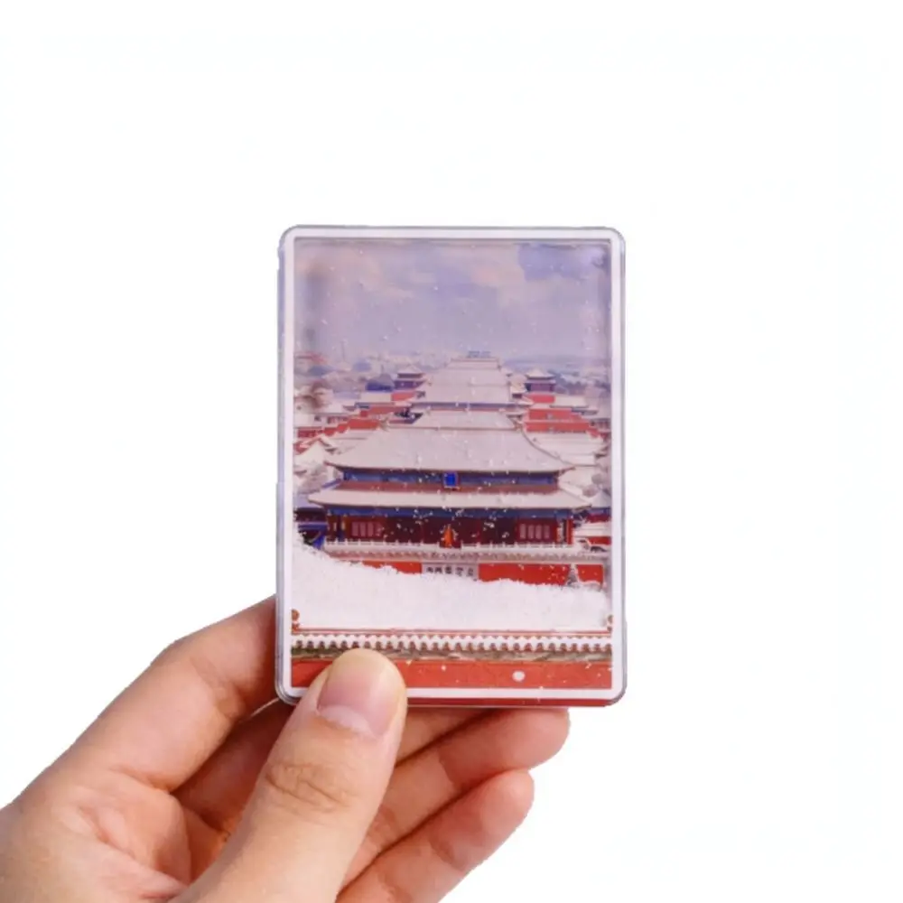 Beijing Architecture Magnetic Fridge Ornament Acrylic Snow Quicksand Creative Gift For Travel Enthusiasts