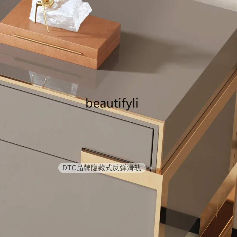 

02Italian light luxury TV cabinet Hong Kong light luxury floor cabinet simple postmodern bedroom video cabinet