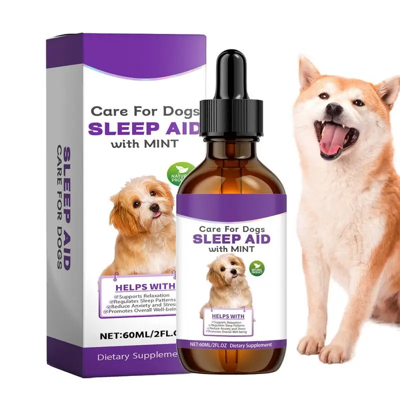 Dog Sleep Aid 60ml Dog Supplement Sleep Aid Sleeping Dropper Solutions Natural Pet Sleep Liquid For Promotes Healthy Restful