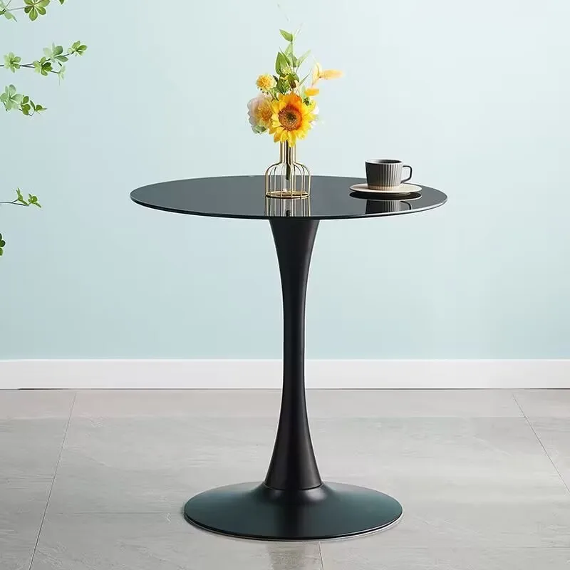 Fashioin Tulip Leisure Coffee Table White Black Round Dinning Desk For Home Office Room Ornament