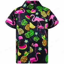 Flamingo Hawaiian Shirts Beach Summer Men's Shirt Tropic Leaf 3D Print Shirts Men Women Fashion Blouse Short Sleeve Vocation