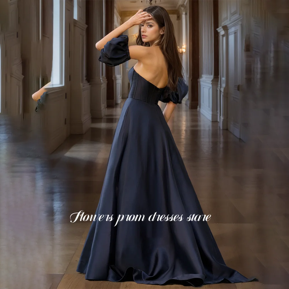 Flowers Prom A Line Evening Dress Off Shoulder Party Dress for Women Fish Boned Formal Celebrity Dress for Women vestidos fiesta
