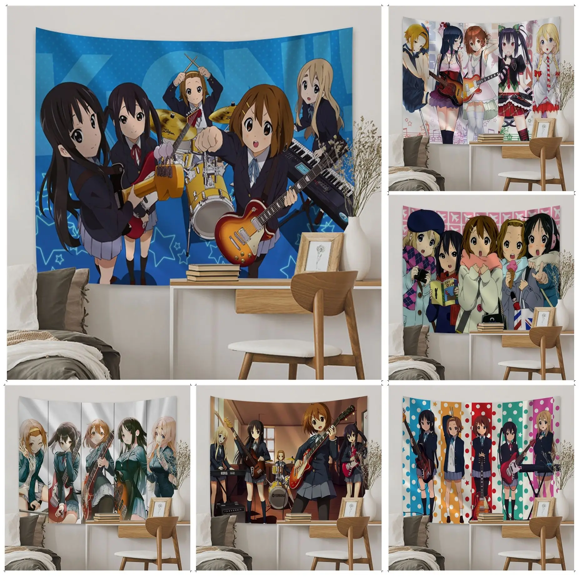 New K-ON! Anime Cartoon Tapestry Bohemian Wall Tapestries Mandala Wall Art Decor