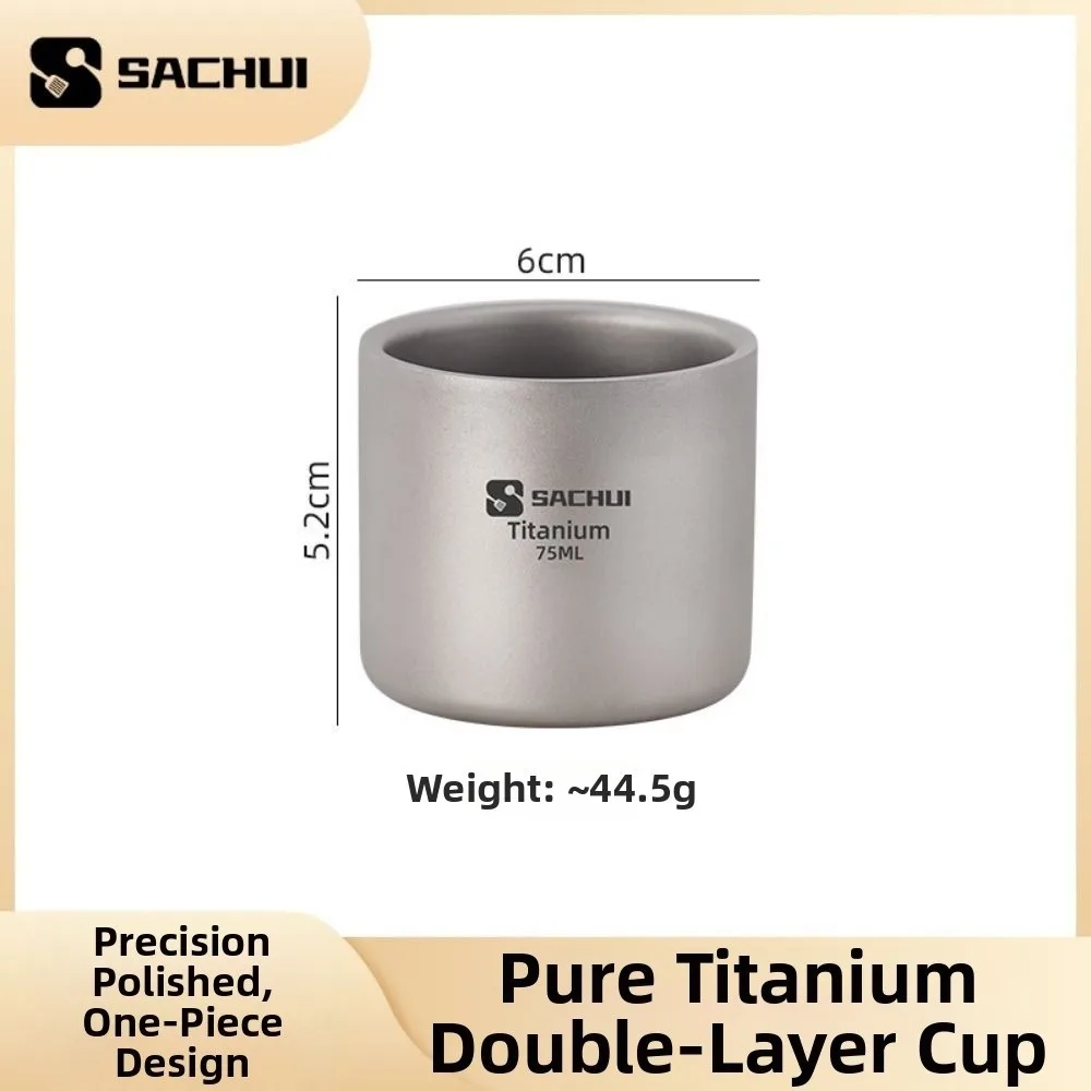 High Quality Lightweight Camping Titanium Tea Cup Portable Double-Wall Coffee Tea Mug Outdoor Drinkware view 3