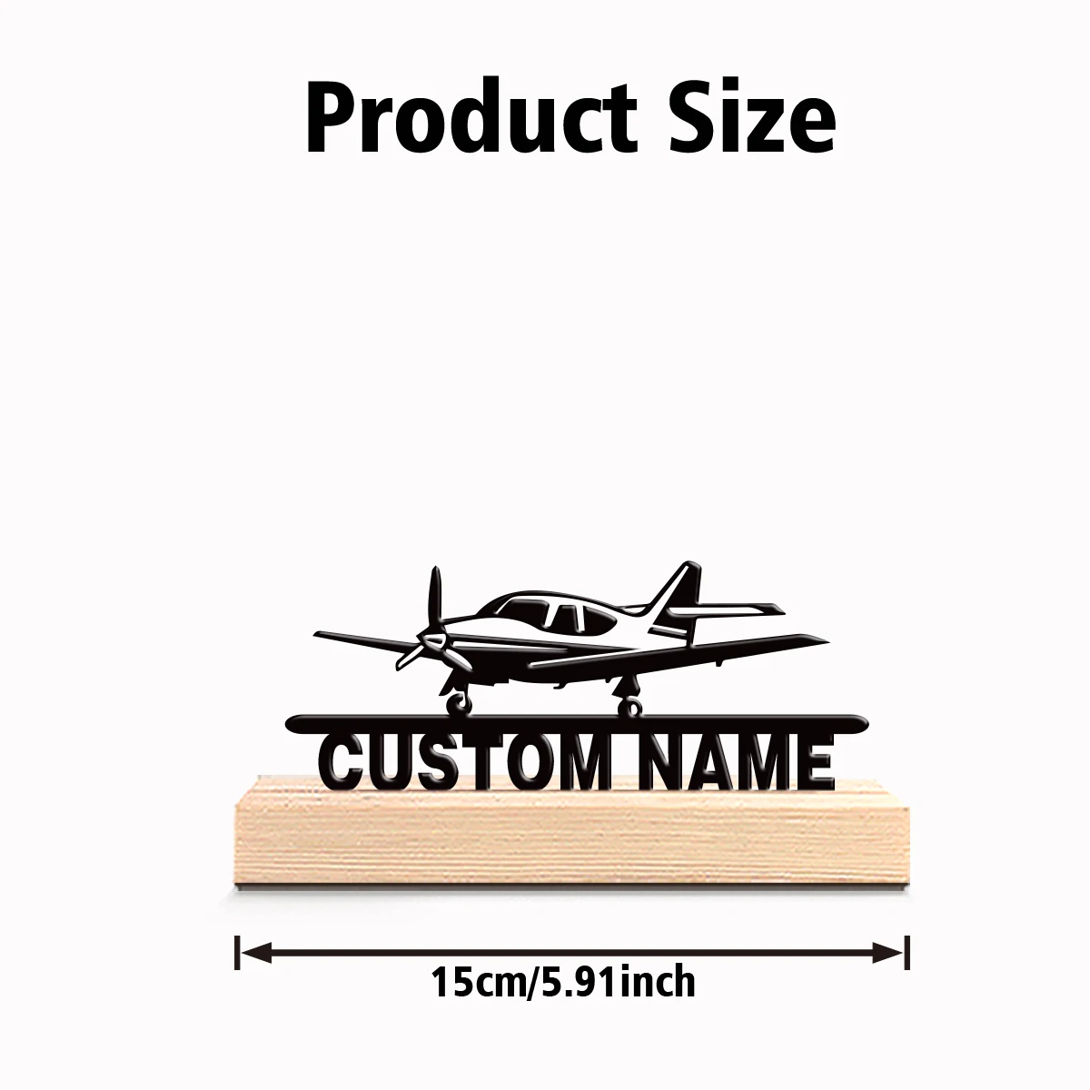 1pc Stylish Personalized Custom Propeller aircraft Metal Art With Wooden Base Tabletop Decoration Celestial Nursery Decor with
