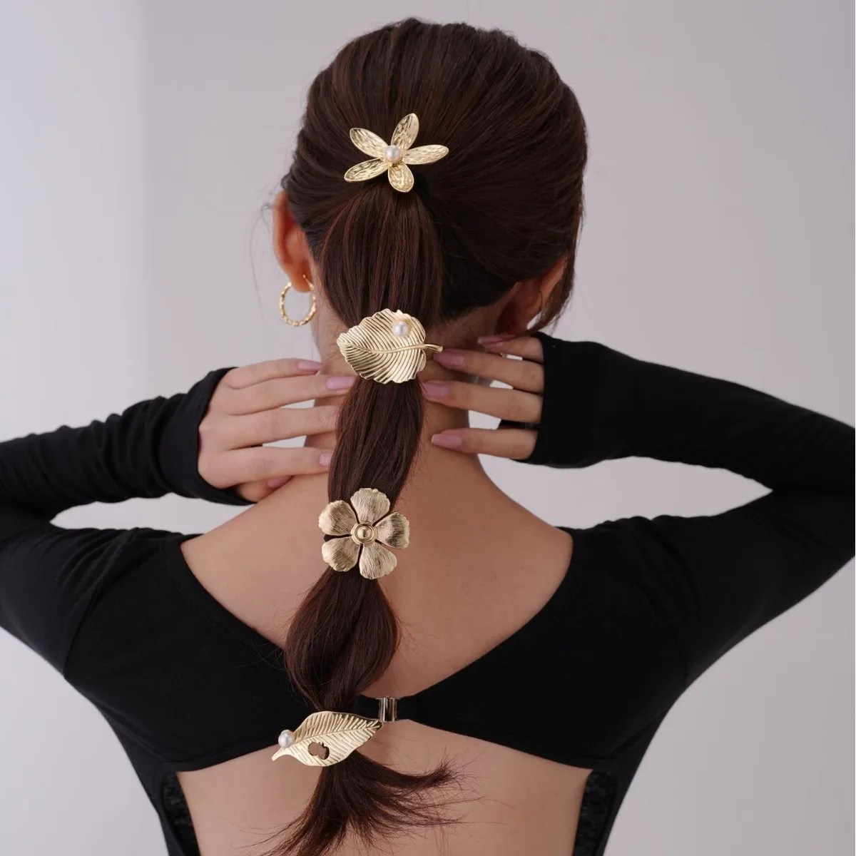 

New Retro Metal Hair Ring Punk Butterfly Flower Leaf Metal Hair Rope High Elastic Head Rope Hairband Hair Accessories for Women