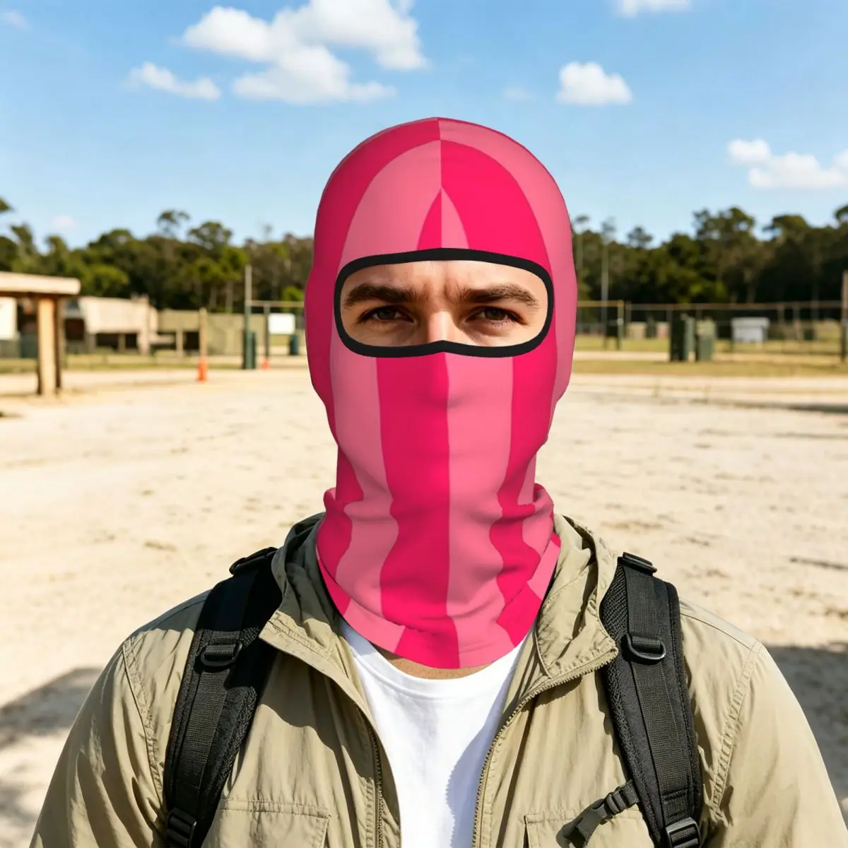 Bold Vivid Vetical Stripped Pattern Breathable Thin Balaclava Full Face Mask Sun Protection Neck Gaiter For Motorcycle Fishing
