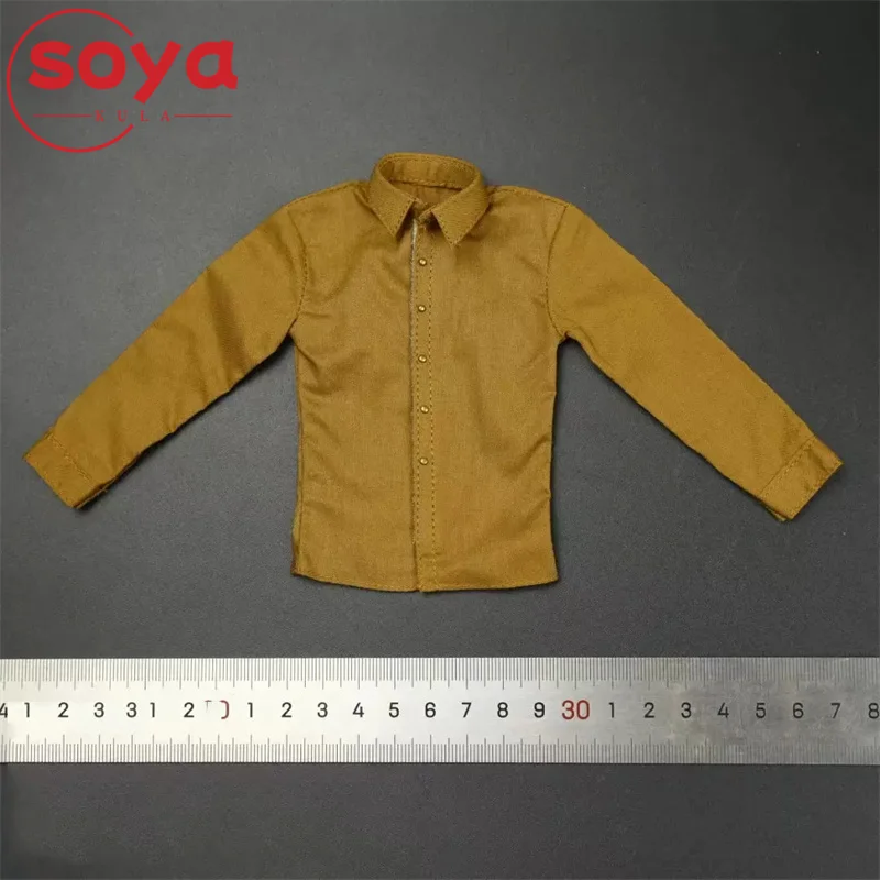 1/6 스케일 남성 군인 솔리드 체크 무늬 긴 소매 셔츠 속옷 의류 모델 12인치 액션 피규어 바디에 적합