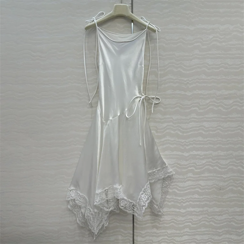 ชุดสตรีใหม่ลูกไม้Patchworkชุดยาวสําหรับฤดูใบไม้ร่วง2025ซาตินSlim MidiชุดBackless Party Dresses