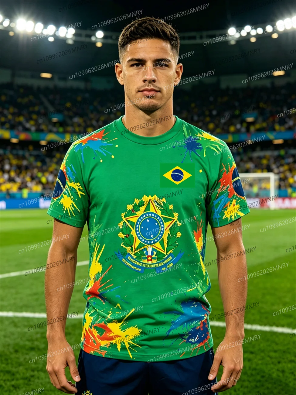 Fan Jersey Brazil Flag Top Summer Men Football Jersey Top Print Short Sleeve Sports Party Travel Street T-Shirt Men's clothing