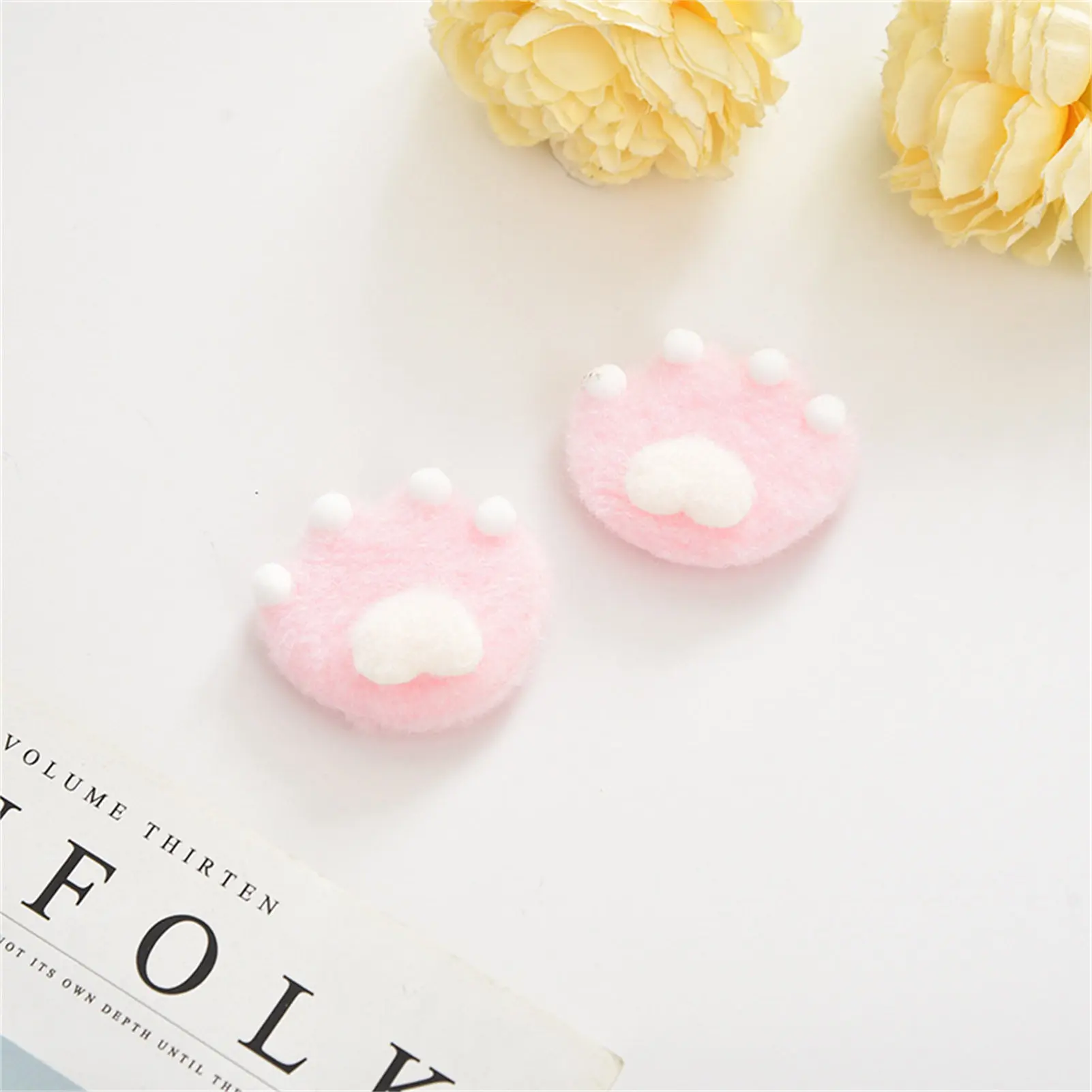 Fluffy 3D Cat Paw Hair Accessories Decoration Soft Plush DIY Craft Supplies for Phone Case Hair Ties Clothing