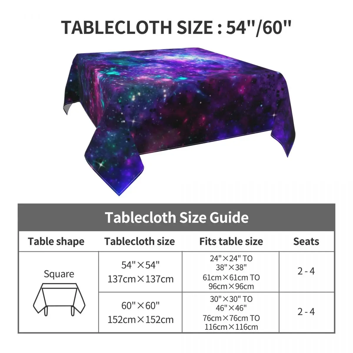 Fantasy Galaxy Star Tablecloth Cosmic Space Purple Teal Polyester Table Cloth Funny Events Dining Tables Table Cover Decoration