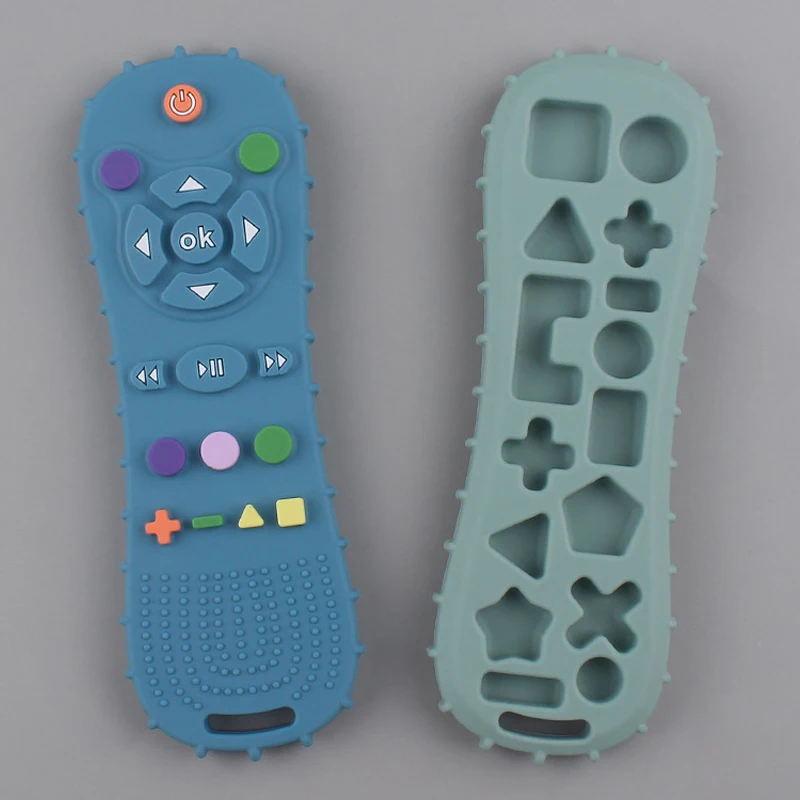 عضاضة للأطفال من السيليكون للتحكم عن بعد، عصا تسنين يدوية مضادة للأكل، ألعاب تسنين مهدئة كرتونية، لعبة تسنين معرفية