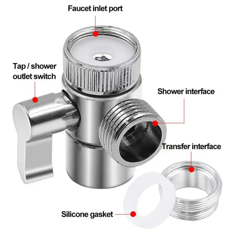 Switch Faucet Adapter 3 Way Tee Connector Shower Head Diverter Valve Home Improvement Shower Faucets Water Separator