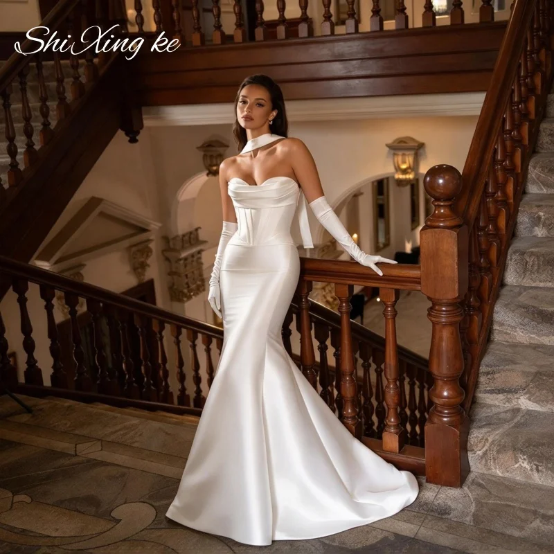 weetheart Neck Satin Wedding Gown Back Button Detail Mermaid Bridal Dress Vestidos De Novia Customized