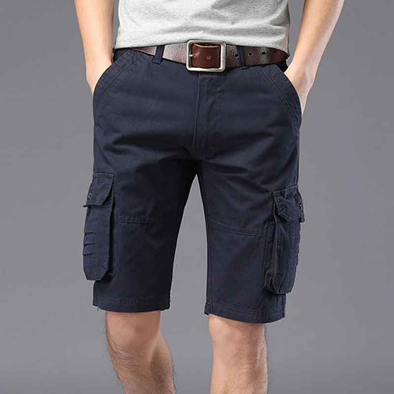 

2024 Summer Solid Color Casual Shorts Multi-Pocket Men Cargo Jogger Running Beach 28-38 X110