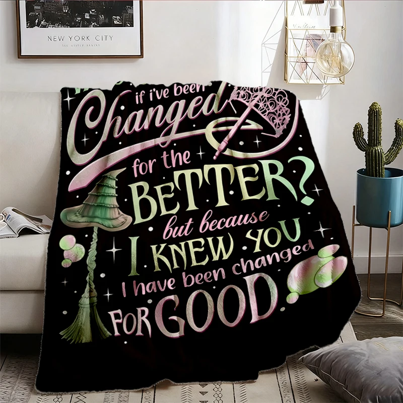 Wicked I've Been Changed For Good 2-Sided Flannel Blanket, Defy Gravity Broomstick Flannel Throw